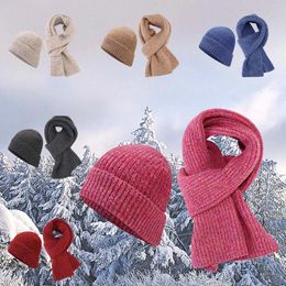 Ball Caps Fashion Scarf Hat Glove Set Women'S Solid Color Letter Knitted Hats And Gloves 2 Piece Warm Woolen Cap Bufanda