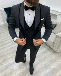Men's Suits Costume Homme Formal Fashion Black Slim Fit For Men 3 Piece Groom Wedding Set Latest Coat Pant Design