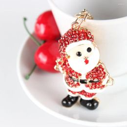 Keychains Santa Claus Old Man Crystal Rhinestone Charm Pendant Purse Bag Car Key Ring Chain Creative Wedding Party Christmas Gift