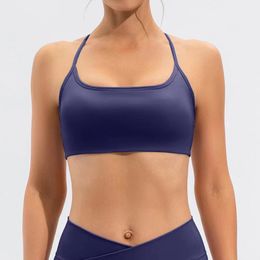 Europe and the United States lu nude yoga bra female sports bra shockproof gathered beautiful back fitness bra sexy top