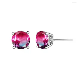Stud Earrings CWWZircons 8mm Multicolor Rose Red Cubic Zirconia Crystal Chic Round Earring For Women Daily Party Engagement Jewelry CZ714