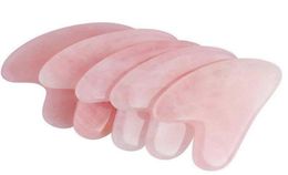 Natural Rose Quartz Gua Sha Board Pink Jade Stone Body Facial Eye Scraping Plate Acupuncture Massage Relaxation Health Care F4011263305