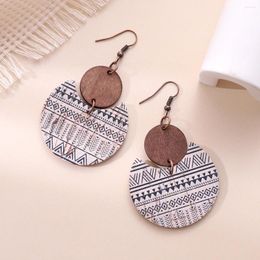 Dangle Earrings BOHO Vintage Soft Cork Wooden Disc Drop For Women