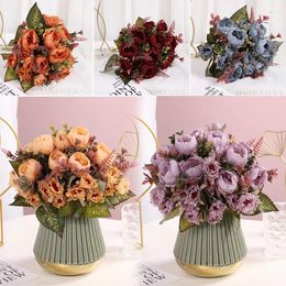 Decorative Flowers Artificial Plant Peony Small Bunch Fake Bouquet Home Party DIY Decoration Wedding Beautiful Bride Holding