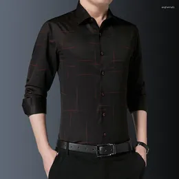 Men's Casual Shirts Smart For Men Turn-Down Collar Slim Fit Social Work Spring Long Sleeve Fashion Shirt