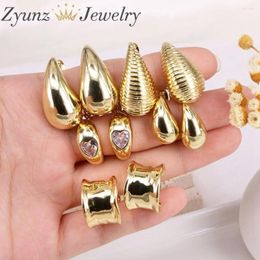 Stud Earrings 5Pairs Simple Chunky Water Drop For Woman Punk Metal Gold Color C-Shaped Hook Jewelry 2024 Trend Gift