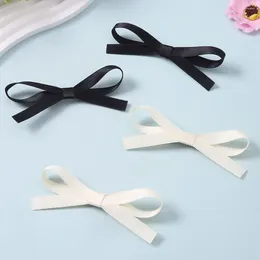 Hair Accessories Girls 4pcs Clips With Bow Sweet Princess Bangs Clip Cotton Tape Texture Pure Colour Hairpin Ribbon Advanced