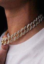 Mens Iced Out Chain Hip Hop Jewellery Necklace Bracelets Rose Gold Silver Miami Cuban Link Chains Necklace7581817