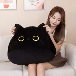 Kawaii Giant Black Cat Shaped Soft Plush Pillows Doll Lovely Cartoon Animal Pendant Stuffed Toys Girls Birthday Gifts Ornaments 240202