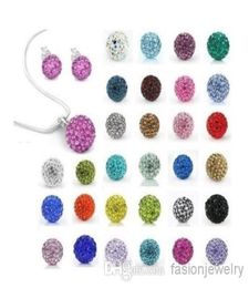10Pcslot 10mm crystal clay disco bead Rhinestone Set necklace studs earrings drop jewelry set 2428194