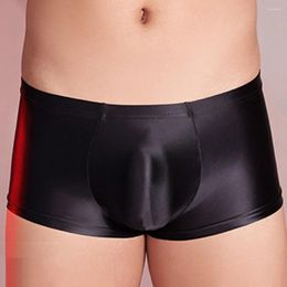 Underpants Sexy Men U Convex Pouch Boxer Briefs Oil Shiny Panties Low Rise Underwear Elastic Lingerie Mens Panty For Gay Breathable Boxers