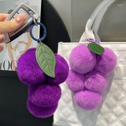 Keychains Sweet Plush Grapes Ball Charm Pendant Chain Hanging Decoration For Keys Bag