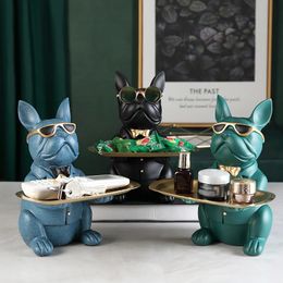 French Bulldog Sculpture Dog Statue Jewellery Storage Table Decoration Home Decor Coin Piggy Bank Storage Tray Home Art Statue 240202