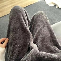 Men's Sleepwear Thicken Men Women Coral Fleece Pyjama Pants Autumn Winter Solid Colour Warm Cute Lovers Home Can Externally Wear