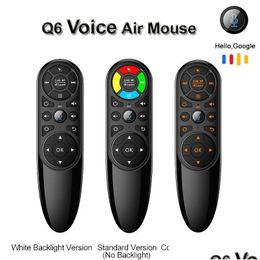 Pc Remote Controls Q6 Pro Voice Control 2.4G Wireless Air Mouse Gyroscope Ir Learning For Android Tv Box H96 X96 Max Plus Mini Drop De Otkra