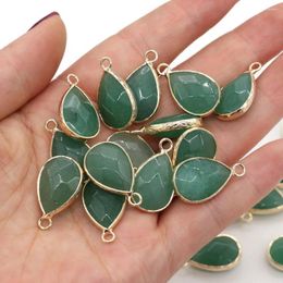 Pendant Necklaces Natural Stone Faceted Green Aventurine Pendants Water Drop Shape Charms For Jewellery Making Diy Earring Necklace