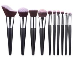 10pcs Makeup Brushes set Black Wood Handle Make up brush Eyeshadow Lip Eyebrow Powder Foundation Blusher Face Brush makeup brush k6989138