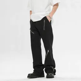 Men's Jeans American Vintage Style High Street Punk For Men Clothing Y2K Design Sense Personality Zipper Patchwork Denim Pants