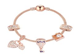 2020 new style charm bracelet women fashion beads bracelet bangle plated rose gold diy pendants bracelets jewelry girls wedding9121311