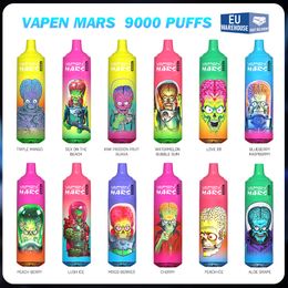 Authentic Vapen Mars 9000puffs 9k Puff Disposable Ecigarettes 0% 2% 5% 600mah Battery Mesh Coil Rechargeable RGB Light Vape Fastest Safe ship from Germany Vape Bar