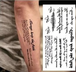 Black Words Temporary Tattoo Sticker Letter Art Waterproof Tattoo Paste Removable Tatoo Body Arm2699252