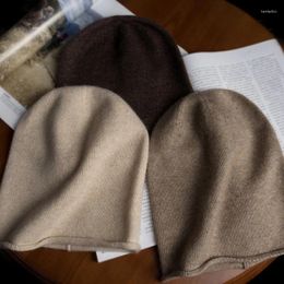 Berets High Quality Cashmere Hat For Men And Women High-End Knitted Warm Solid Colour Jacquard Earflap Casual