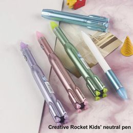 Gel Pen Light Rocket-shaped Led Ballpoint Writing With Comfortable Grip Stationery Gift For Students Kids Aviation