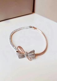 Luxury Designer women link Bracelet female Jewellery Asymmetrical Bow Knot bracelets Imported V gold material1901852
