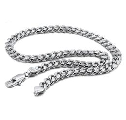 100925 Sterling Silver Punk Necklace Men 10MM Curb Cuban Link Chain Chokers Gift Fashion Vintage For Man Solid Jewelry Chains8108980