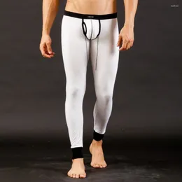 Men's Thermal Underwear Winter Warm Men Long Johns Bulge Pouch Solid Thermo Male Pants