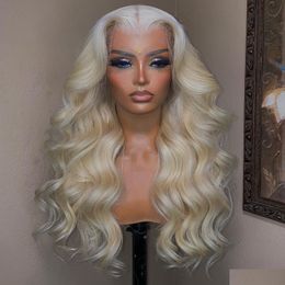 Synthetic Wigs 40 Inch 613 Honey Blonde Lace Front Human Hair Brazilian Body Wave Coloured Hd Frontal Wig For Women Heat Resistant Dr Dhwqv