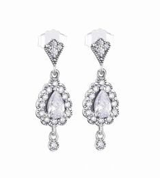 2018 Winter New Collection 925 Sterling Silver Tear Drop Dangle Earrings with Clear CZ Fits European P Style Jewellery Fashion Earrings6688670