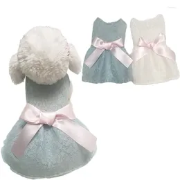 Dog Apparel Green White Girls Cat Summer Clothes Ribbon Bow Dress For Small Dogs Chihuahua Puppy Kitten Weeding Prom Apparels