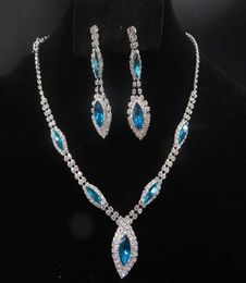 YT043 Fashion Alloy Necklace 2Colours Rhinestone Necklace Earring Set Crystal Jewelry Sets for Brides Wedding Jewelry High Quality7105132