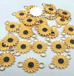 Alloy Connectors 14x21mm white yellow red sunflower Charms for Necklace Bracelet DIY 50pcslot8940625