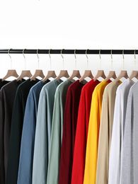 Once Spring Autumn Casual Long Sleeve Cotton T Shirt For Men 2023 ONeck Basic Solid Colour Plus Size Mens Tshirt 240201