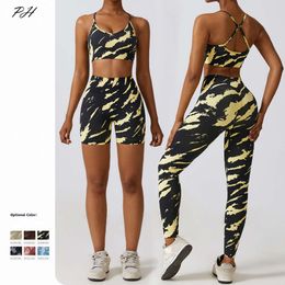 Lu Align Set Outfits Women Seamless Workout 2Pcs Camo Printed Sportswear High Waist Leggings Fitness Sports Suits Lemon LL Jogger Lu-08 2024