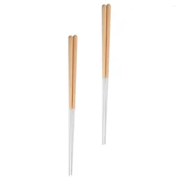 Kitchen Storage 2 Pairs Pot Chopsticks Extra Long Flatware Metal Fried Food Stainless Steel Beech For Supplies