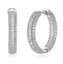 High quality silver plated hoop earrings whtie cz jewelry classic jewellery fast round women earring7708986