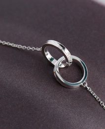 Double cycle 925 sterling silver bracelet for women men pure silver chain classical jewelry1152621