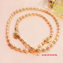 fashionable pearl bracelet paired with 6-7mm round pearl copper plated genuine gold material GEE14 240118
