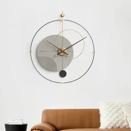 Wall Clocks Spain Nordic Luxury Clock Silent Metal Modern Large Wood Watch Creative Gift Orologio Da Parete Home Decor GPF50YH
