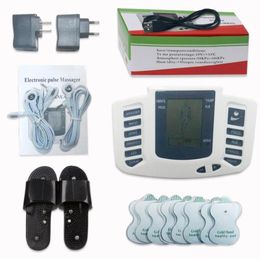 Electrical Stimulator Full Body Relax Muscle Massager Pulse TENS Acupuncture with Therapy Slipper 16 Electrode Pads7358276