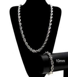 Hiphop Jewellery Sets High Polished Chain Chain Hip Hop Rope Necklace Bracelets Men Trendy Style Gold Silver 6mm 10mm ZHL23165697548