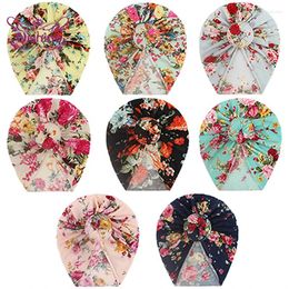 Berets Nishine 1 PCS Vintage Print Polyester Cotton Turban Hat Fashion Handmade Donut Infant Caps Headwear Clothing Decoration