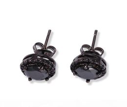 Mens Hip Hop Stud Earrings Jewellery New Fashion Black Silver Simulated Diamond Round Earrings For Men7004948