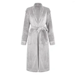 Men's Sleepwear Mens Bathrobe Long Sleeve Warm Flannel Pajamas For Man Loose Thick Nightgown Lounging Suit Blet Autumn Winter Homewear