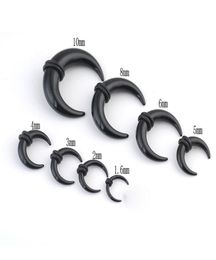 5PCS12pcs Black Ear Pincher Septum Stretching Kit Acrylic Crescent Stretcher Plugs With Orings Jewelry 16MM16MM Whole1441240
