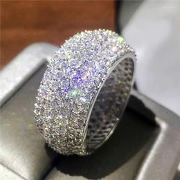Wedding Rings Gorgeous Bands Women Micro Paved CZ Sparkling Female Finger-ring Engagement Party Fashion Jewelry 2024