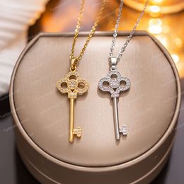 2024 Gold Key with Rhinestone Necklace for Women Necklace Fashion Key Collar Chain Female Jewellery